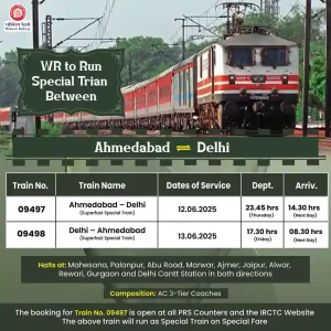 Railway News Western Railway to operate two special trains from Ahmedabad to Mumbai and Delhi