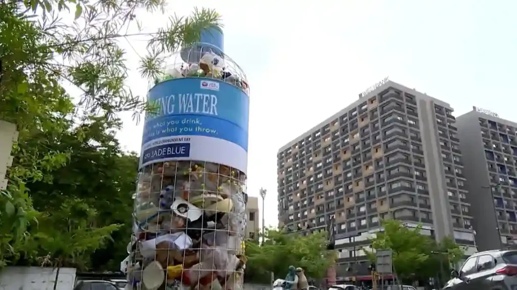 World Environment Day: 12-foot tall water bottle-like artworks installed in several areas of Ahmedabad