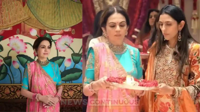 Nita Ambani Performs Puja Ahead of Swadesh Store Launch Wears Heritage Gharchola Saree