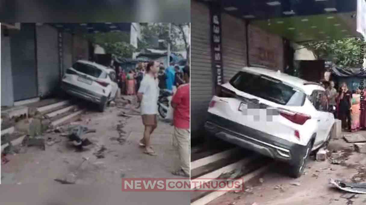 Ghatkopar accident ઘાટકોપરમાં અકસ્માત કાર ડિવાઈડર સાથે અથડાઈને દુકાનોમાં ઘૂસી