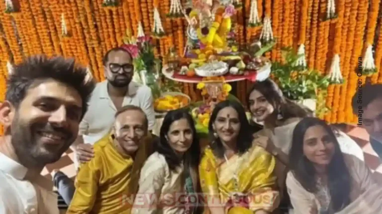 Kartik Aaryan Celebrates Ganesh Chaturthi with Sreeleela Amid Dating Rumors Kartik Aaryan Celebrates Ganesh Chaturthi with Sreeleela Amid Dating Rumors