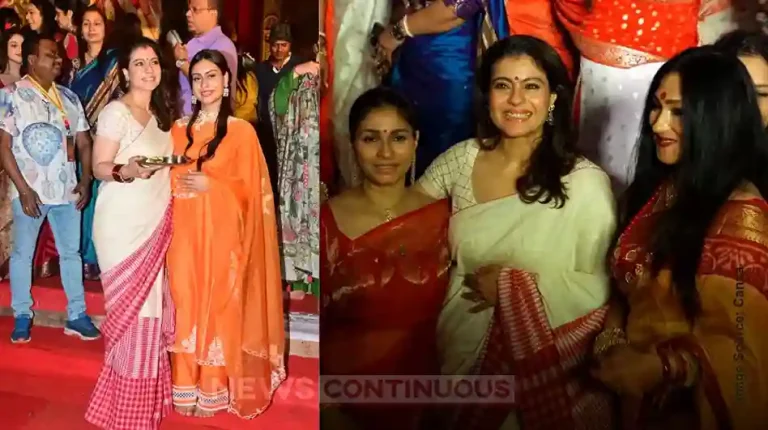 Kajol Drenched in Sindoor Khela Colors, Bids Farewell to Maa Durga with Family
