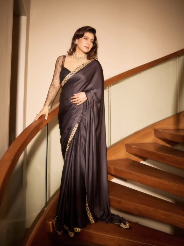 બ્લેક સાડીમાં કાજોલનો ધમાકો! અભિનેત્રી ની તસવીરો જોઈ ચાહકો થયા ઘાયલ