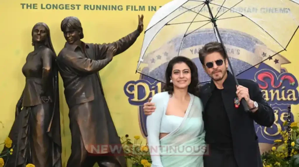 dilwale dulhania le jayenge shahukh khan and kajol statue installed in london
