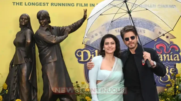 dilwale dulhania le jayenge shahukh khan and kajol statue installed in london
