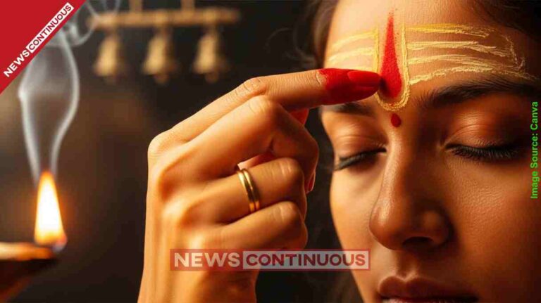 Science behind keeping hand on head while applying Tilak Energy conservation, focus and Sahasrara Chakra connection.