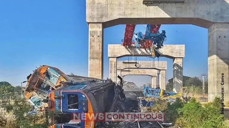 Thailand Train Tragedy Construction Crane Falls on Moving Train Near Bangkok; 22 Dead and Over 30 Injured.