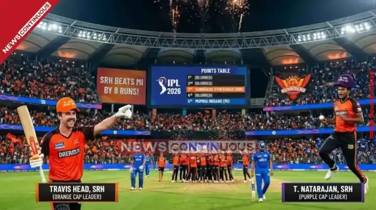 IPL 2026। મુંબઈ ઇન્ડિયન્સને હરાવી સનરાઇઝર્સ હૈદરાબાદ પોઈન્ટ ટેબલમાં ત્રીજા સ્થાને, ઓરેન્જ અને પર્પલ કેપ પર પણ કબજો