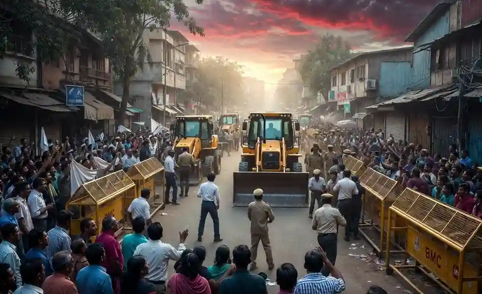 Sewri।શિવડીમાં અતિક્રમણ વિરોધી કાર્યવાહી દરમિયાન ભારે હોબાળો સ્થાનિકોના ઉગ્ર વિરોધ બાદ પાલિકાની કામગીરી થંભી