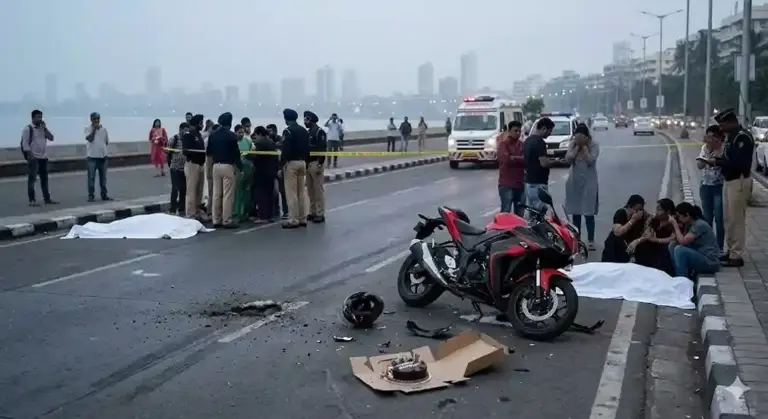 Marine Drive Tragedy। જન્મદિવસની ખુશી માતમમાં ફેરવાઈ મરીન ડ્રાઈવ પર બાઈક અકસ્માતમાં ૧૯ વર્ષના યુવાન અને રાહદારીનો જીવ ગયો.