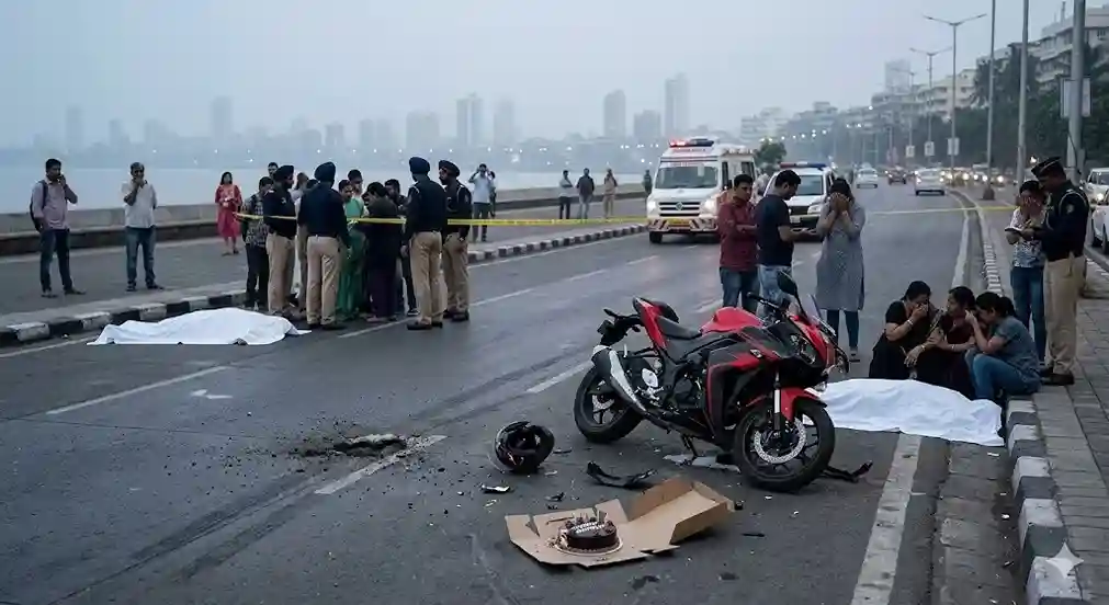 Marine Drive Tragedy। જન્મદિવસની ખુશી માતમમાં ફેરવાઈ મરીન ડ્રાઈવ પર બાઈક અકસ્માતમાં ૧૯ વર્ષના યુવાન અને રાહદારીનો જીવ ગયો.
