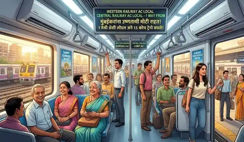 Mumbai Local Update। મે મહિનામાં મુસાફરી થશે આરામદાયક! મુંબઈ લોકલમાં વધશે AC સર્વિસ અને ૧૫ ડબ્બાની ટ્રેનો, જાણો નવું ટાઈમટેબલ