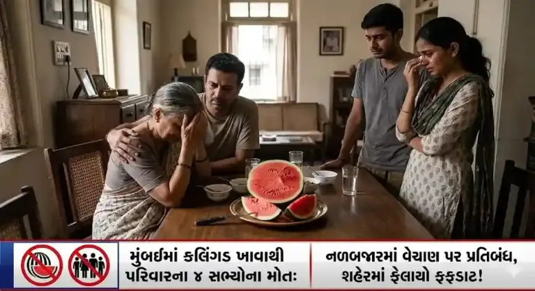 Mumbai Watermelon Death Case। મુંબઈમાં કલિંગડ ખાવાથી પરિવારના ૪ સભ્યોના મોત નળબજારમાં વેચાણ પર પ્રતિબંધ, શહેરમાં ફેલાયો ફફડાટ!