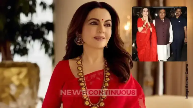 Nita Ambani। બાપ્પાના દરબારમાં નીતા અંબાણી પરંપરાગત લાલ સાડી અને આભૂષણોમાં નીતા અંબાણીનો ભવ્ય અવતાર.