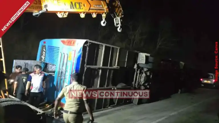 Tragic Accident on Mumbai-Goa Highway Private Bus Overturns Near Nagothane, 2 Dead and 38 Injured