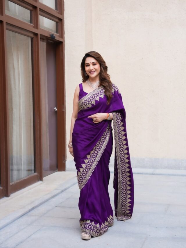 પર્પલ સાડીમાં માધુરી દીક્ષિતનો શાહી અંદાજ, જુઓ ‘ધક ધક ગર્લ’નો રોયલ લુક