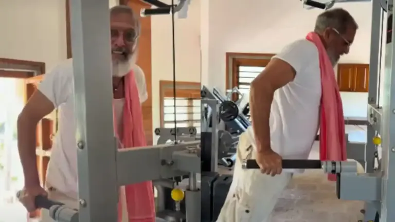 Nana Patekar Gym Video। ૭૬ વર્ષની વયે નાના પાટેકરનો જીમમાં ‘સ્વેગ’ ગમછો પહેરીને ૧૫ ટ્રાઈસેપ ડીપ્સ મારતા હોય તેવો વીડિયો વાયરલ, જોઈને ફેન્સ હેબતાઈ ગયા