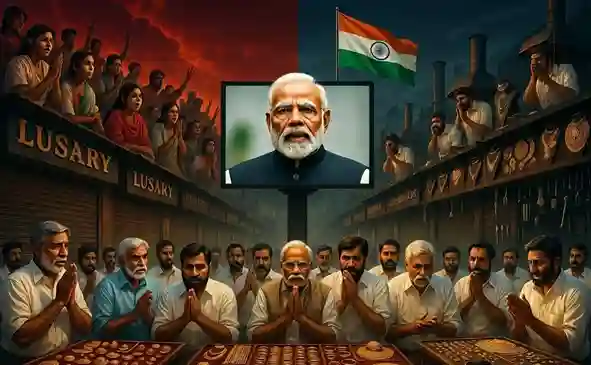 PM Modi Gold Purchase Appeal। સોનાના વેપારીઓની ઉંઘ હરામ! પીએમ મોદીની ‘No Gold’ ની વાતથી જ્વેલરી સેક્ટરમાં હાહાકાર; શું ખરેખર ૧ કરોડ કારીગરો બેરોજગાર થશે?