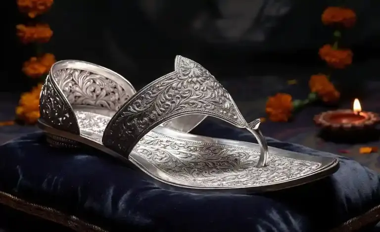 Silver Kolhapuri Chappal। અધિક માસની સૌથી અનોખી ભેટ જમાઈને આપવા માટે ખાસ ઓર્ડર આપીને બનાવી દોઢ કિલો ચાંદીની કોલ્હાપુરી ચપ્પલ!