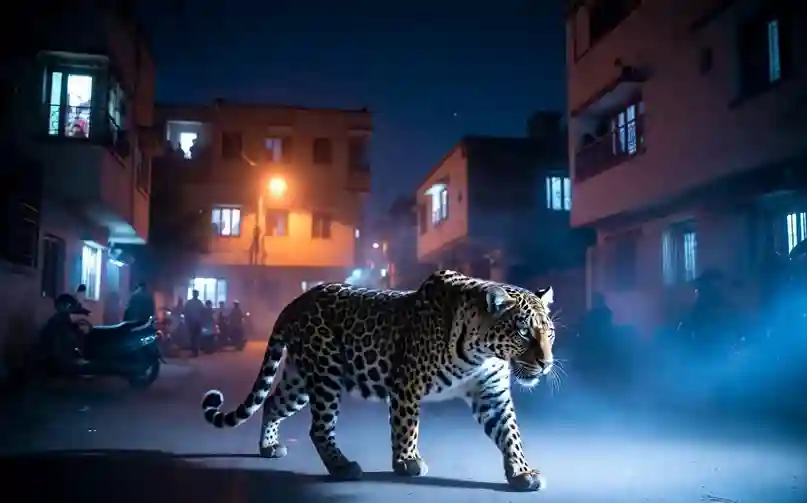 Bhayandar Leopard Spotted| ભાયંદર વેસ્ટમાં દીપડો દેખાતા ફફડાટ રહેણાંક વિસ્તારમાં લટાર મારતો કેમેરામાં કેદ