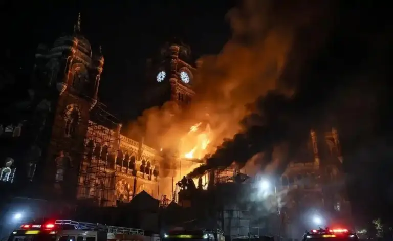 Mumbai CSMT Station Fire। મુંબઈના ઐતિહાસિક CSMT સ્ટેશનના રિડેવલપમેન્ટ સાઈટ પર ભીષણ આગ; સદનસીબે મોટી જાનહાનિ ટળી