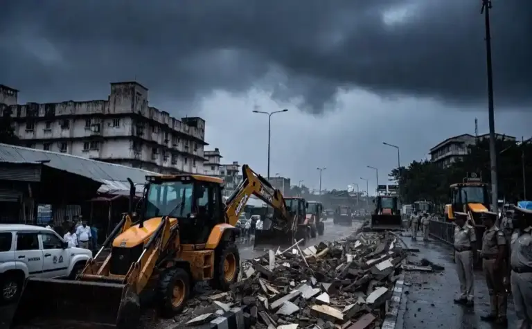 BMC Parel Demolition। પરેલમાં ચોમાસાની તૈયારીઓમાં અડચણરૂપ કોન્ટ્રાક્ટરના ૮ દબાણો જમીનદોસ્ત, MMRDA ને ભારે દંડ
