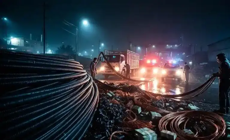 Navi Mumbai Cable Theft Scam 200 Crore। નવી મુંબઈમાં ૨૦૦ કરોડનું કેબલ ચોરી કૌભાંડ બેનકાબ તુર્ભેના જંગલમાં મધ્યરાત્રિએ પોલીસના દરોડા, ૩૫ની ધરપકડ