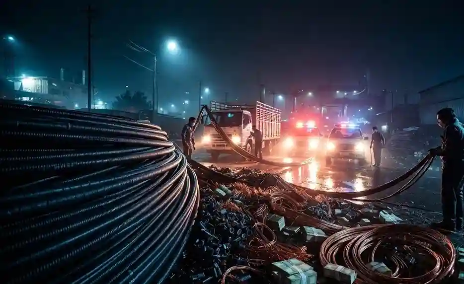 Navi Mumbai Cable Theft Scam 200 Crore। નવી મુંબઈમાં ૨૦૦ કરોડનું કેબલ ચોરી કૌભાંડ બેનકાબ તુર્ભેના જંગલમાં મધ્યરાત્રિએ પોલીસના દરોડા, ૩૫ની ધરપકડ
