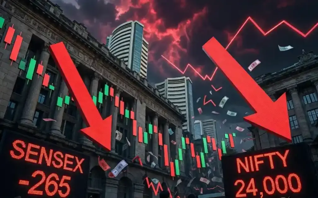 Stock Market Today ।રોકાણકારોના શ્વાસ અધ્ધર! ભારતીય શેરબજારમાં નરમાઈનો માહોલ, સેન્સેક્સ ૨૬૫ પોઈન્ટના કડાકા સાથે રેડ ઝોનમાં ખુલ્યો