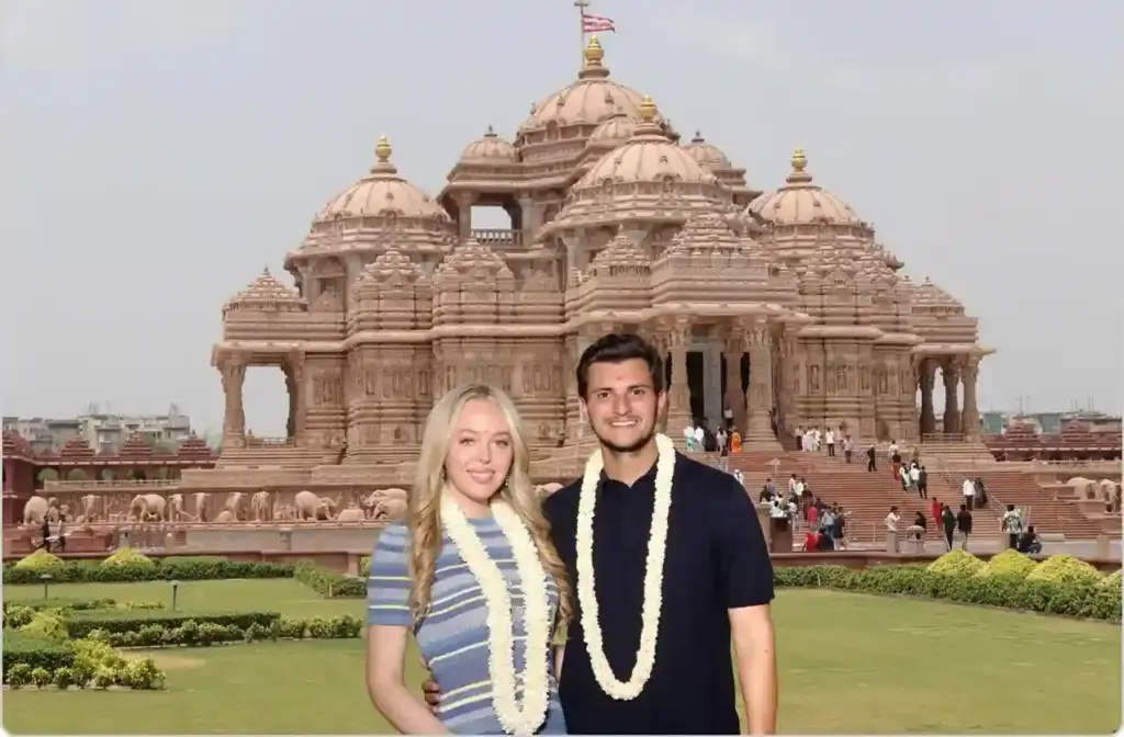 Tiffany Trump Akshardham Temple Delhi।ડોનાલ્ડ ટ્રમ્પની પુત્રી પર ચઢ્યો ભારતીય સંસ્કૃતિનો રંગ પતિ સાથે પહોંચી અક્ષરધામ મંદિર, ભવ્યતા જોઈ કહી દીધી આ મોટી વાત!