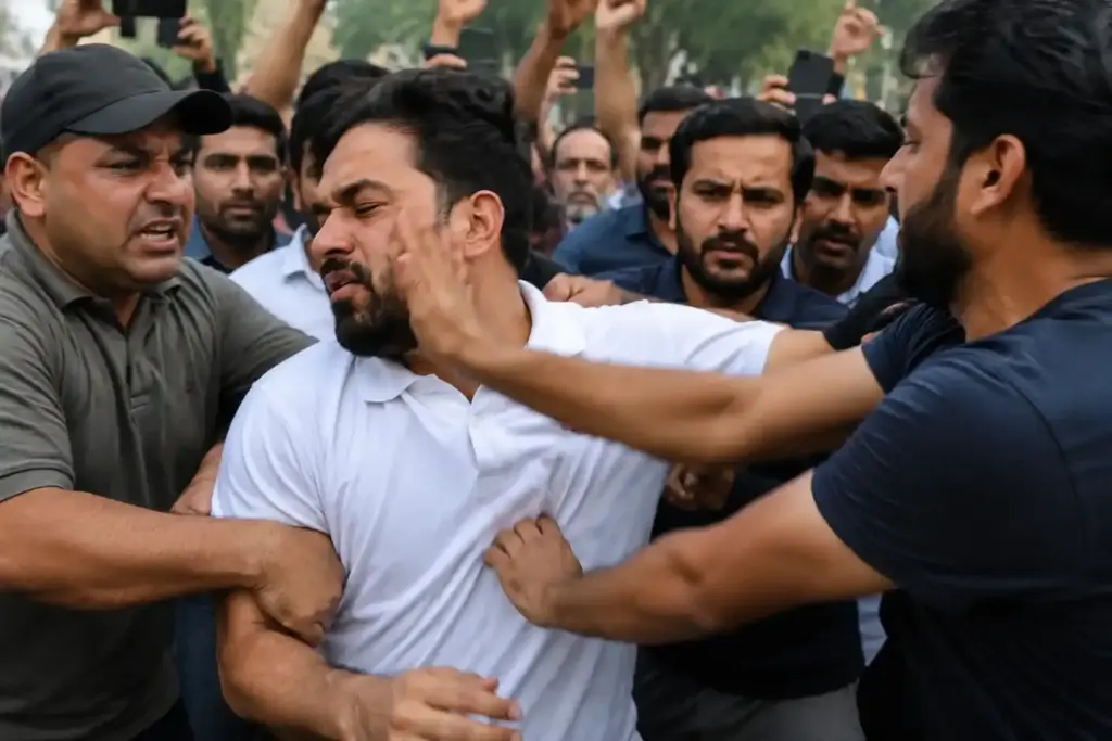 Abhijeet Dipke Assaulted Abhijeet Dipke Assaulted જયપુરમાં કોકરોચ જનતા પાર્ટીના સંસ્થાપક અભિજીત દીપકે પર હુમલો, પ્રદર્શન દરમિયાન યુવકે ઝડી થપ્પડો; જુઓ વિડિયો