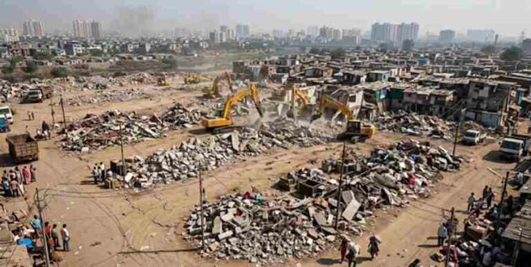 Demolition Garib Nagar slumsગરીબનગરના ઝૂંપડાં હટાવવાથી બાંદ્રા ટર્મિનસ (Bandra Terminus) ની ક્ષમતા ૫૦ ટકા વધશે