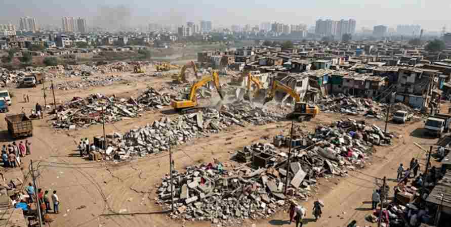 Demolition Garib Nagar slumsગરીબનગરના ઝૂંપડાં હટાવવાથી બાંદ્રા ટર્મિનસ (Bandra Terminus) ની ક્ષમતા ૫૦ ટકા વધશે