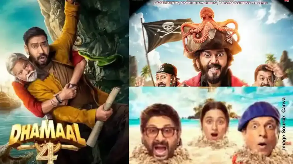 Dhamaal 4 Movie Poster।હસાવવાના ડબલ ડોઝ સાથે પાછી ફરી ‘ધમાલ’! ૧૦૦ વર્ષ જૂના ખજાનાની શોધમાં નીકળશે અજય દેવગન, રવિ કિશનનો ક્રેઝી લુક વાયરલ