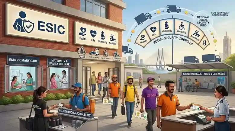ESIC social security for gig workers  ગિગ વર્કર્સ માટે સારા સમાચાર હવે ફૂડ ડિલિવરી પાર્ટનર્સ અને ડ્રાઇવરોને મળશે ESIC નો વીમા સુરક્ષા કવચ