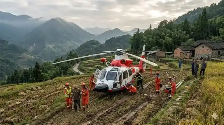Helicopter Emergency Landing  ચીનના ચાંગઝોઉમાં હેલિકોપ્ટરનું ઇમરજન્સી લેન્ડિંગ પૂંછડી તૂટતા જ હેલિકોપ્ટર ભમરડાની જેમ ગોળગોળ ફરવા લાગ્યું.