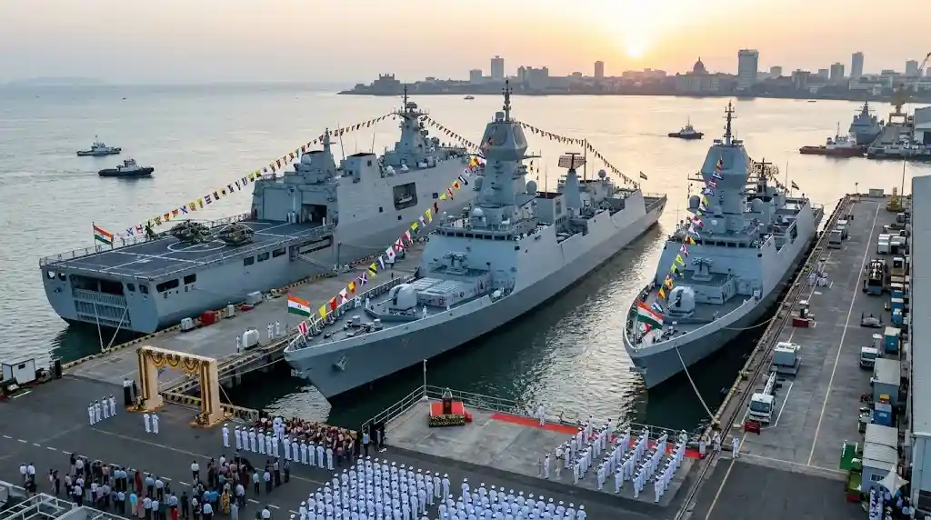 Indian Navy Mega Show  ભારતીય નૌસેનાનું મેગા શક્તિ પ્રદર્શન ૨૧ જૂને એકસાથે ૩ સ્વદેશી યુદ્ધજહાજો થશે કાર્યરત