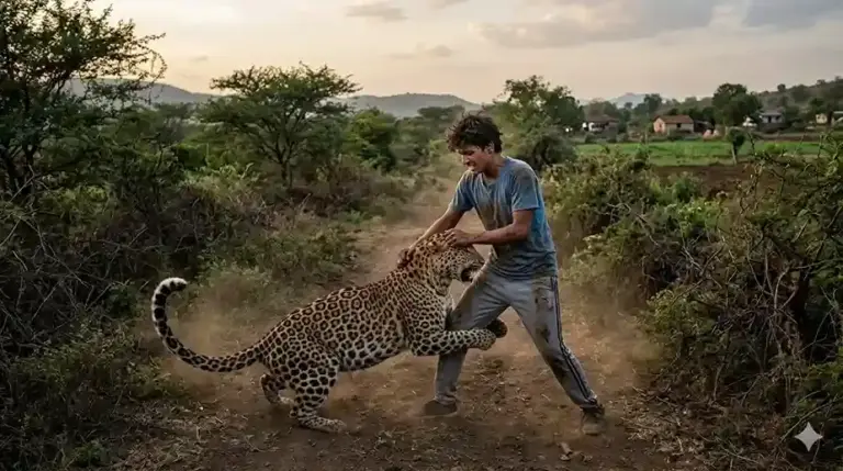 LeopardTeenager Encounter દીપડો પણ હારી ગયો! ૩૦ મિનિટની જીવલેણ ઝપાઝપીમાં કિશોરે દીપડાને આપી મ્હાત.