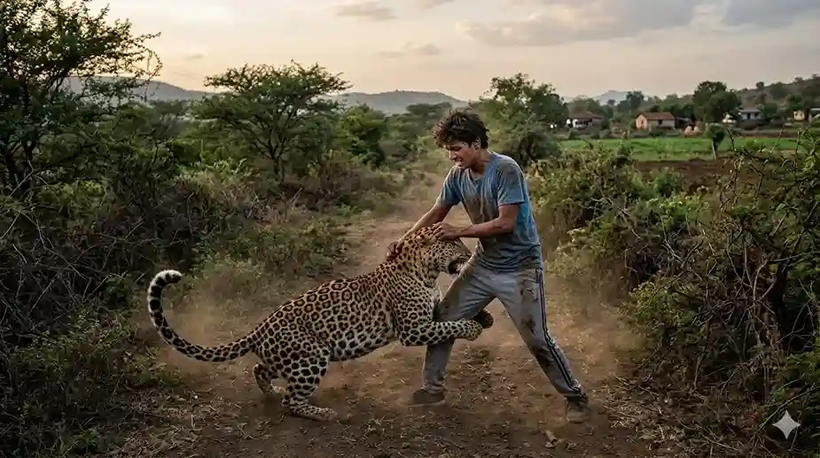 LeopardTeenager Encounter દીપડો પણ હારી ગયો! ૩૦ મિનિટની જીવલેણ ઝપાઝપીમાં કિશોરે દીપડાને આપી મ્હાત.