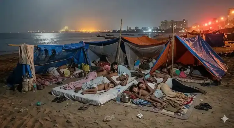 Mumbai Heat  મુંબઈની આકરી ગરમી વર્સોવા બીચ પર રાત વિતાવવા મજબૂર લોકો, ટીનરૂફના ઘરોમાં રહેવું બન્યું અસહ્ય