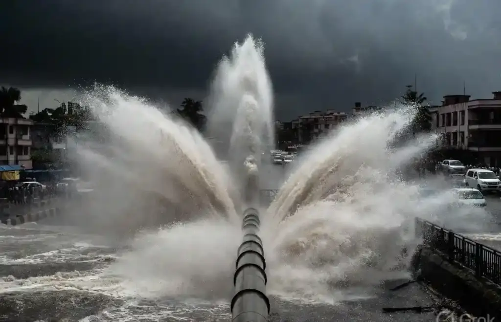 Mumbai BMC Water Pipeline Burst Borivali। મુંબઈના બોરીવલીમાં મુખ્ય વોટર પાઈપલાઈન ફાટી, હવામાં ઉડ્યા પાણીના પ્રચંડ ફુવારા; હજારો લીટર પાણીનો વેડફાટ
