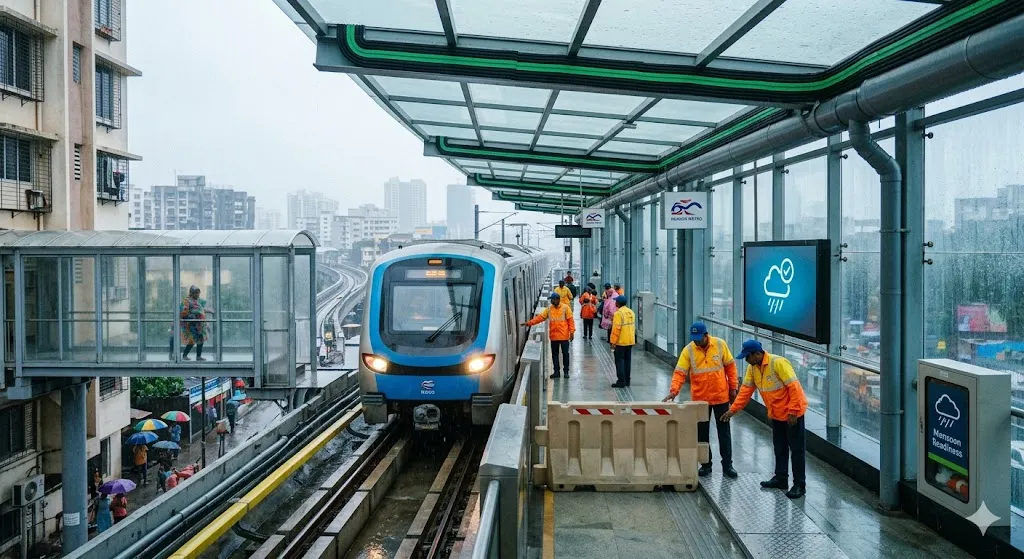 Mumbai Metro Monsoon Preparedness  મુંબઈ મેટ્રોમાં ચોમાસાની તૈયારી ચાર લાઈનો પર મેટ્રો સેવા અવિરત રહેશે, ૫ ટ્રેનો અનામત રખાશે