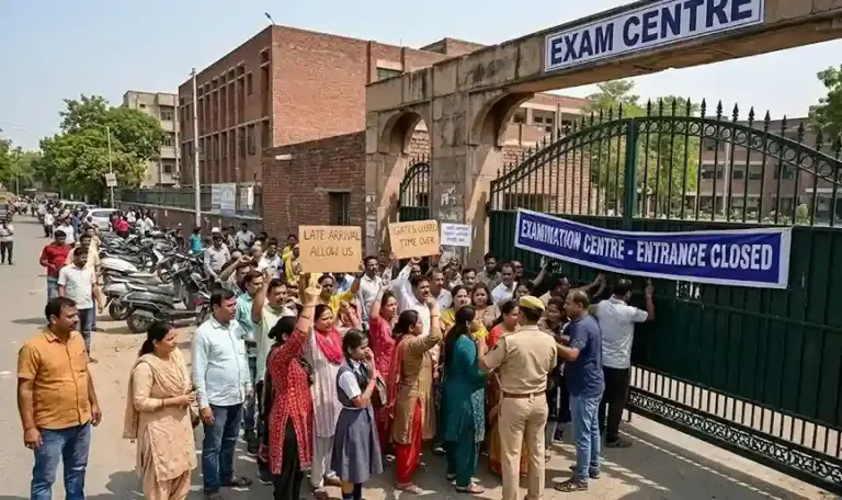 NEET Re Exam   Tension in Parle  પરેલ માં નીટ (NEET) પરીક્ષાનો તણાવ, સમય પૂરો થતાં ગેટ બંધ, પરીક્ષા કેન્દ્ર બહાર વાલીઓની ઘોષણાબાજી
