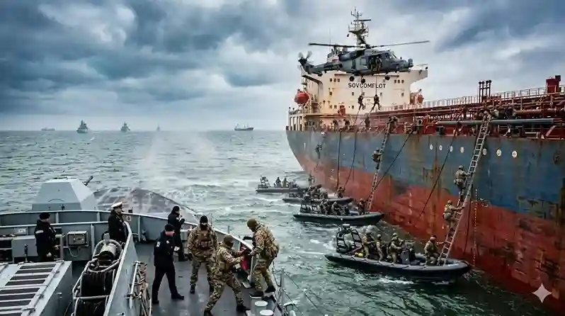 Raid on Russian Tanker બ્રિટિશ સેનાનો રશિયન 'શેડો ફ્લીટ' ટેન્કર પર દરોડો 22 ભારતીય નાવિકો સવાર, એકની અટકાયત