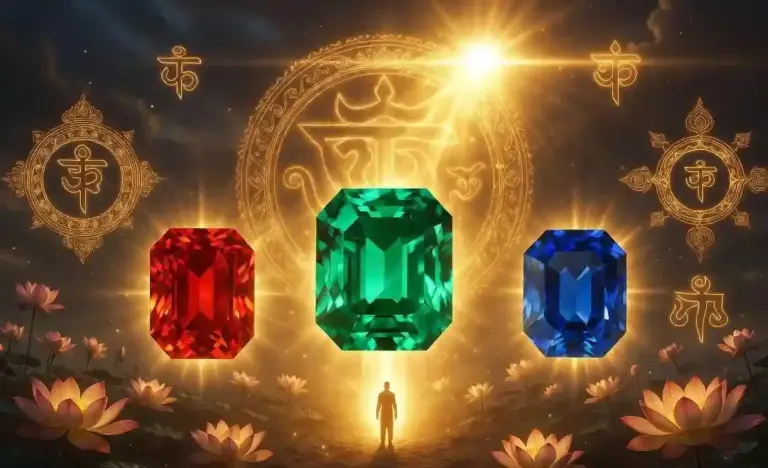Ratnashastra 3 Gemstones Ruby Gomed Sapphire  ચમકશે કિસ્મતનો સિતારો! જીવનના તમામ કષ્ટો દૂર કરશે આ ૩ પાવરફુલ રત્નો; જાણો કોણે ક્યારે પહેરવું?