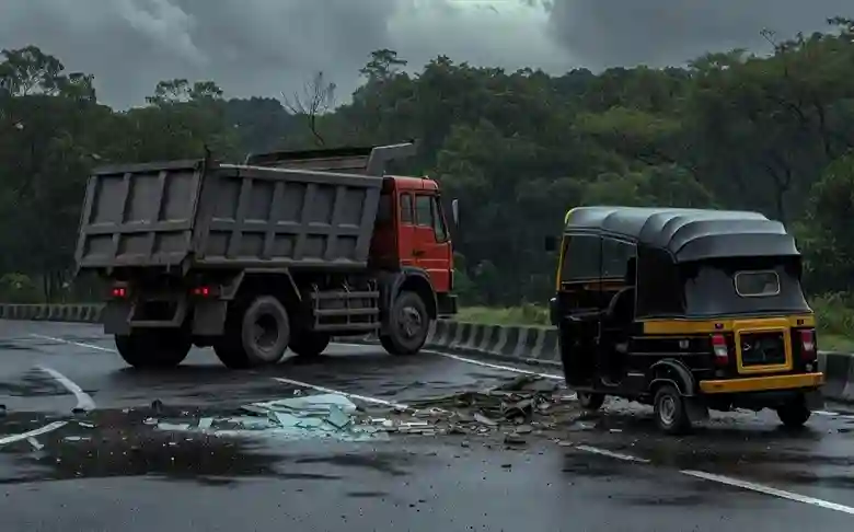 Auto Accident Borivali  બોરીવલીના સંજય ગાંધી નેશનલ પાર્ક પાસે પૂરપાટ ઝડપે દોડતા ડમ્પરે ઓટો રિક્ષાને ટક્કર મારી મહિલા ચાલક અને મુસાફર ઇજાગ્રસ્ત