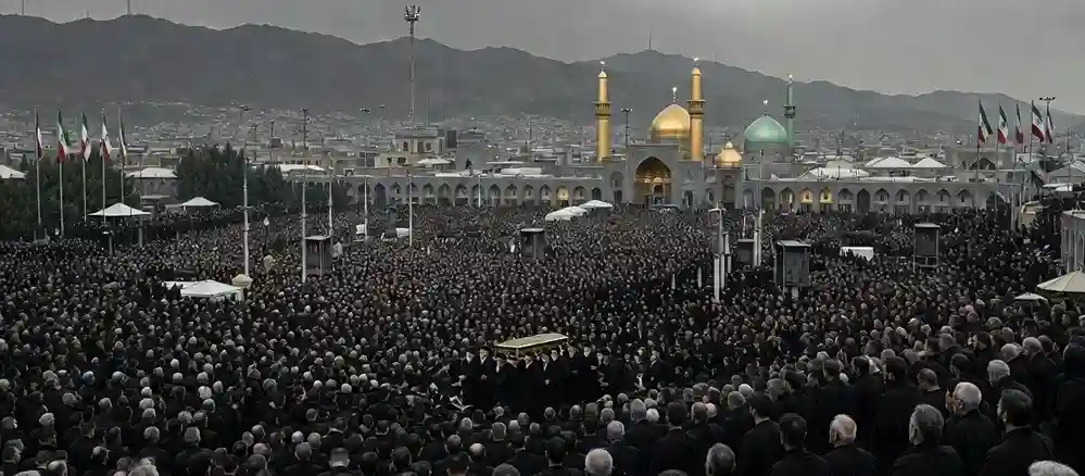 Ayatollah Ali Khamenei Buried Mashhad  ખામેનેઈના નિધન બાદ ઈરાનમાં આક્રોશ, યુએસ સામે બદલાની તૈયારી મિડલ ઈસ્ટ હાઈ એલર્ટ પર
