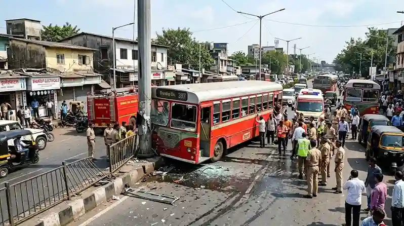 BEST bus crash Bhandup મુંબઈના ભાંડુપમાં મોટી દુર્ઘટના, કાબૂ ગુમાવતા બેસ્ટની બસે અનેક વાહનોને મારી ટક્કર…
