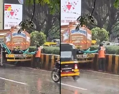 BMC’s apathy BMC’s apathy ધોધમાર વરસાદમાં છોડને પાણી આપતી પાલિકા, જ્યારે રસ્તાના ખાડાઓ રિપેરિંગની પ્રતીક્ષામાં!