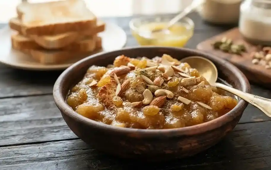 Bread Halwa Recipe  સૂજીબેસન છોડો! માત્ર ૧૦ મિનિટમાં બ્રેડમાંથી બનાવો ટેસ્ટી હલવો, જાણો એકદમ સરળ રેસીપી